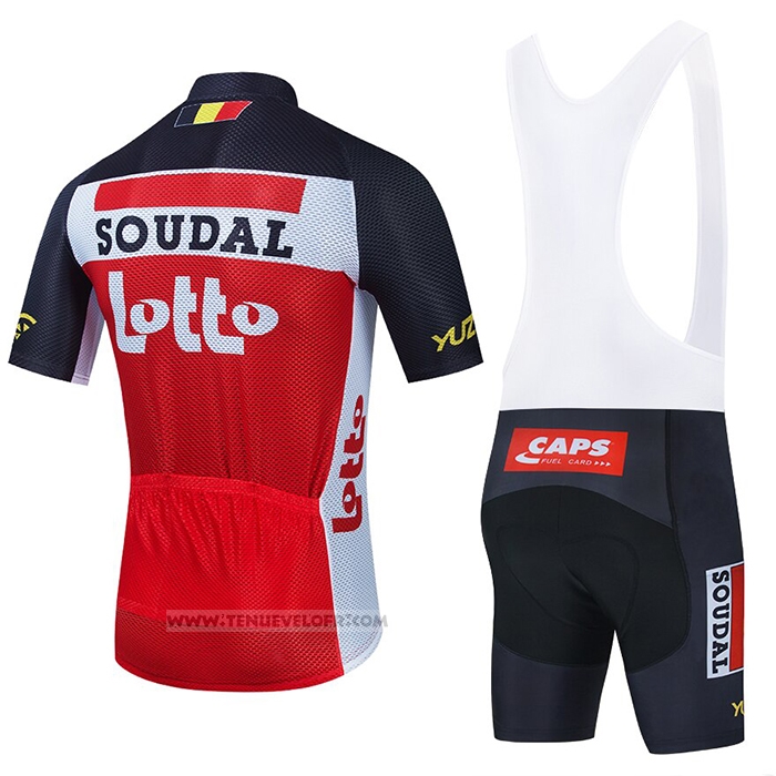 2021 Maillot Cyclisme Lotto Soudal Noir Blanc Rouge Manches Courtes et Cuissard